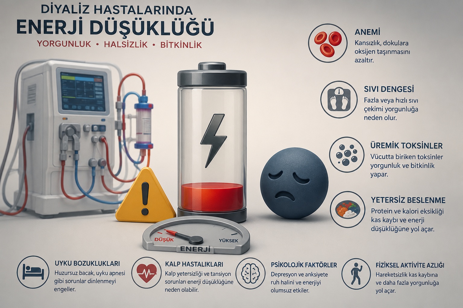 Diyaliz hastalarında enerji düşüklüğüne neden olan faktörler
