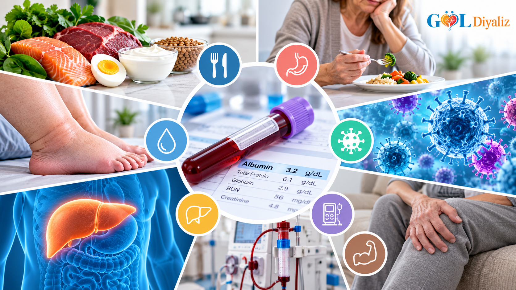 Causes of low albumin levels in dialysis patients: nutrition, loss of appetite, infection, fluid overload, and the dialysis process